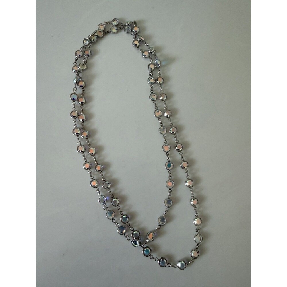 Touchstone Crystal Swarovski Chanelle Aurora Borealis Station Necklace 36”